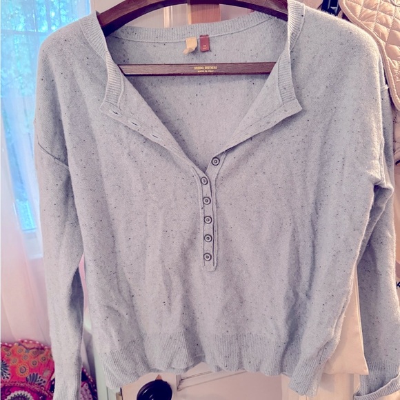 Anthropologie Pilcro Henley cashmere Sweater color sky - Picture 4 of 5